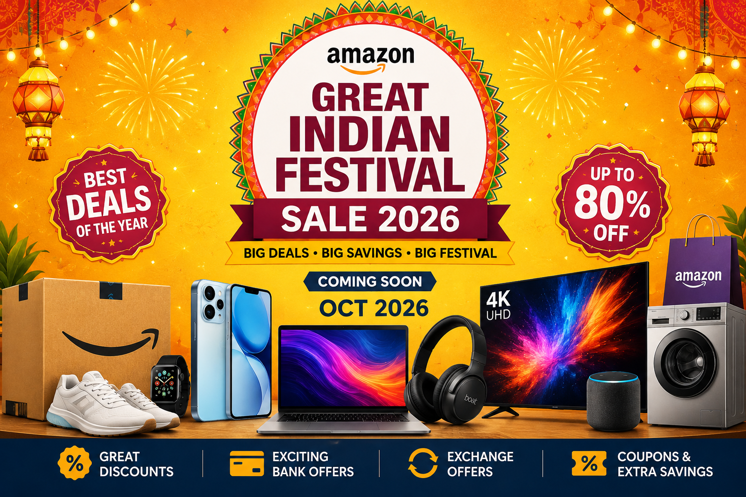 Amazon Great Indian Festival Sale 2026: Best Deals, Offers & Discounts
